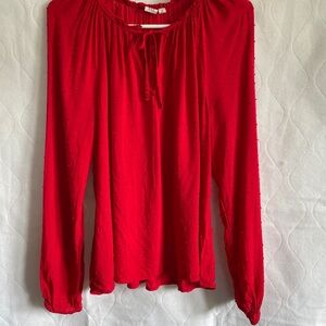 GAP Red Tie Front Relaxed Blouse